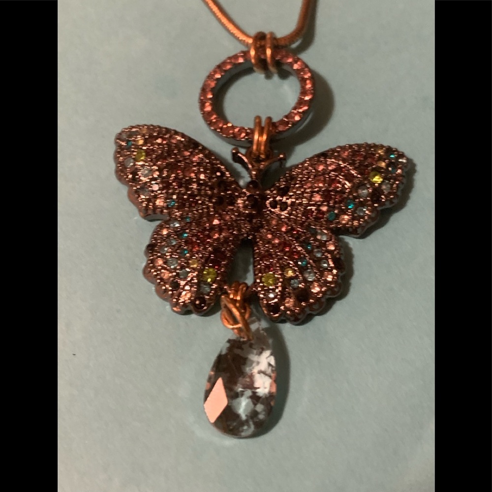 Betsey Johnson Butterfly Pave Necklace